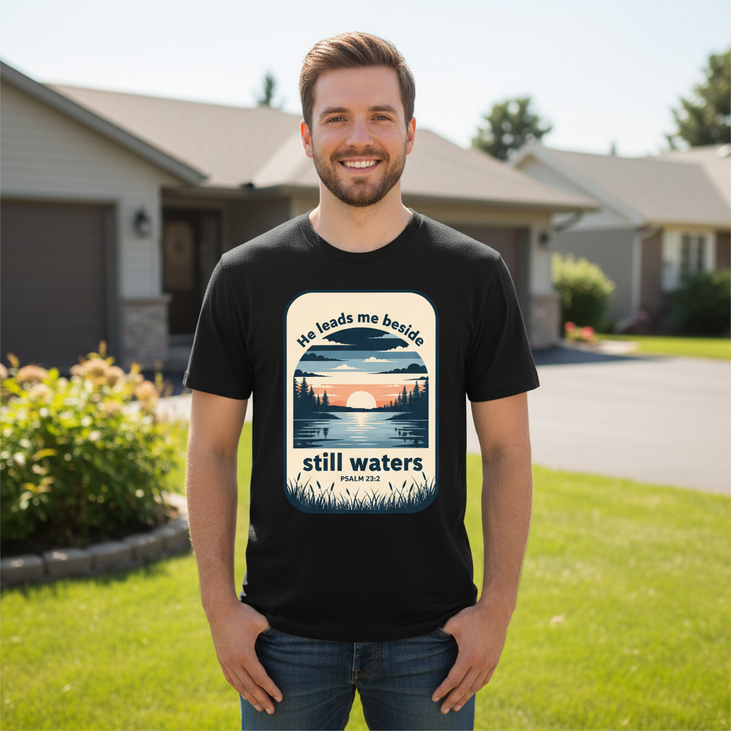 He leads me beside still waters Premium Crewneck T-shirt