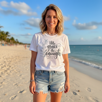 Load image into Gallery viewer, His grace is enough Premium Unisex Crewneck T-shirt | Bella + Canvas 3001
