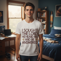 Load image into Gallery viewer, I sought the Lord he heard me and he answered Premium Unisex Crewneck T-shirt | Bella + Canvas 3001
