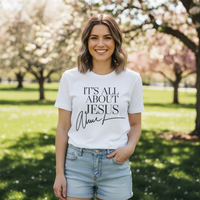 Load image into Gallery viewer, It&#39;s all about Jesus Premium Unisex Crewneck T-shirt | Bella + Canvas 3001
