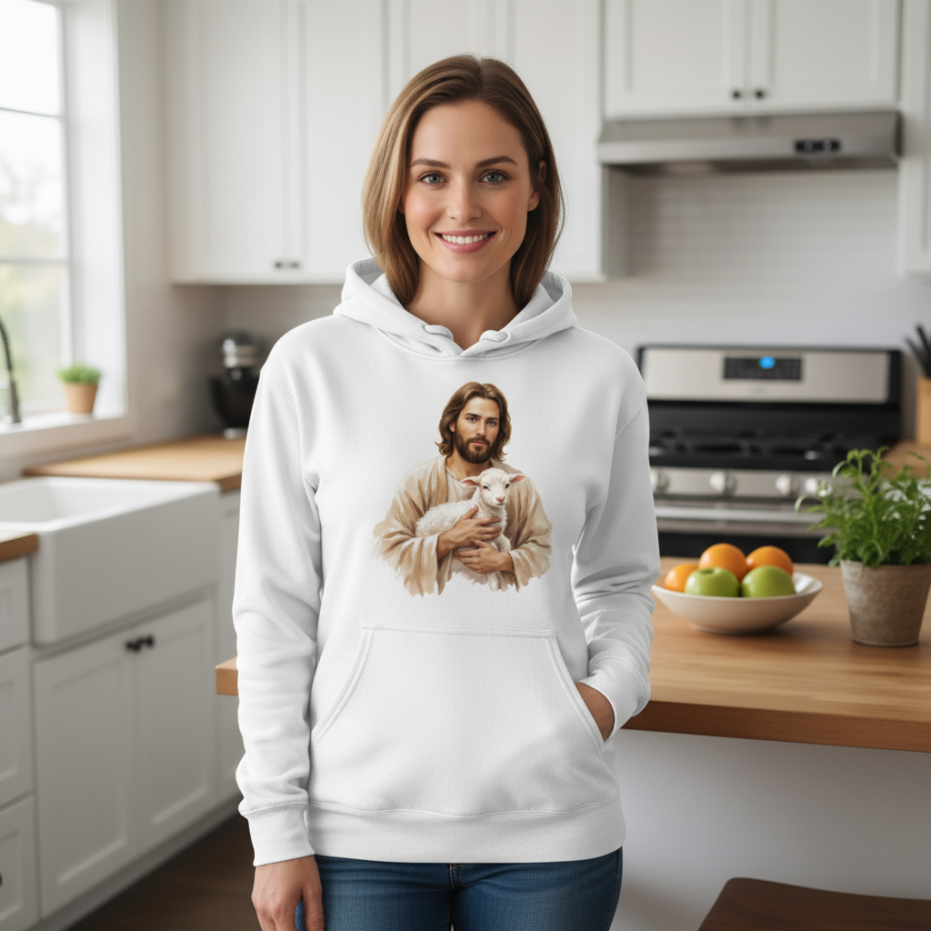 Jesus and the one sheep Premium Pullover Hoodie