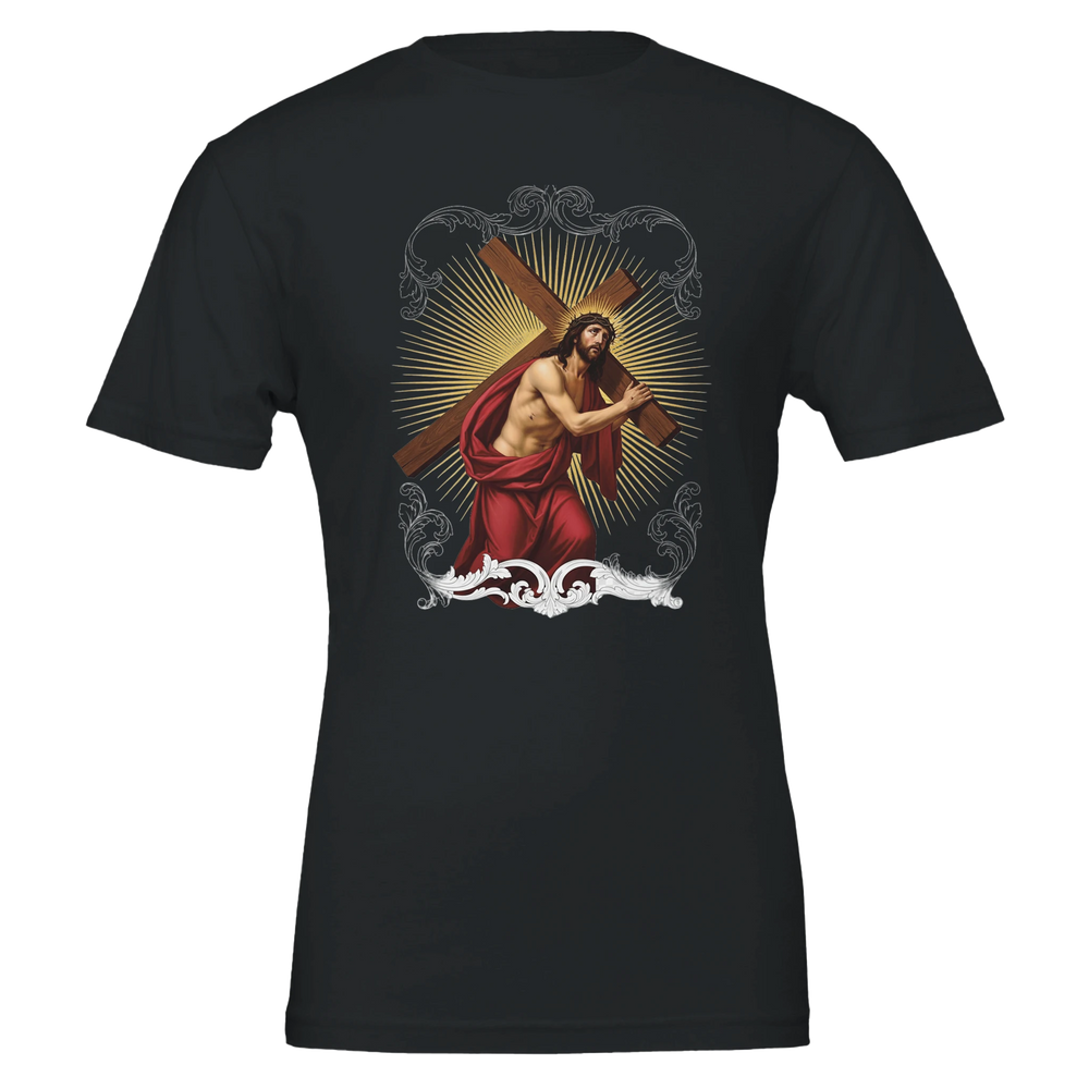 Jesus carrying the cross (1) Premium Unisex Crewneck T-shirt