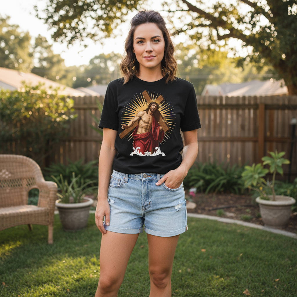 Jesus carrying the cross Premium Crewneck T-shirt