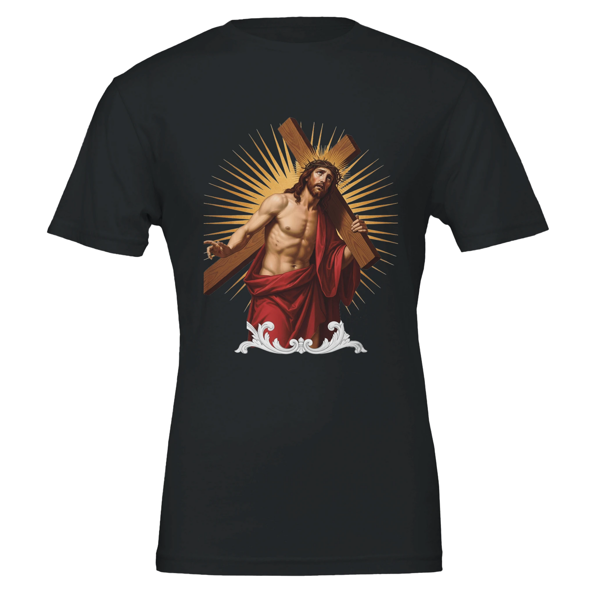 Jesus carrying the cross Premium Unisex Crewneck T-shirt