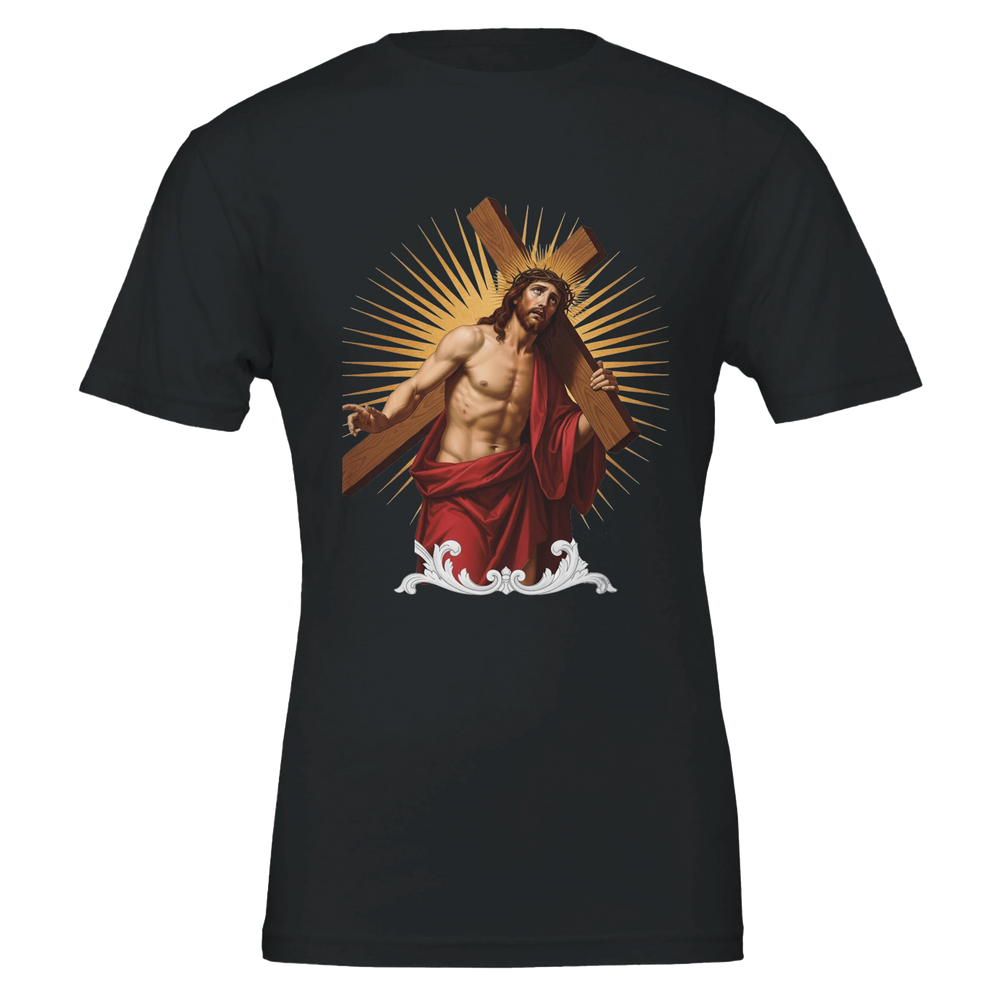 Jesus carrying the cross Premium Unisex Crewneck T-shirt