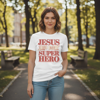 Load image into Gallery viewer, Jesus is my superhero (1) Premium Unisex Crewneck T-shirt | Bella + Canvas 3001
