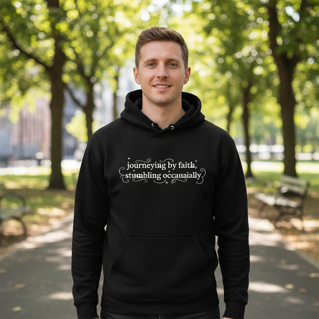 Journeying by faith stumbling occasionally Premium Pullover Hoodie