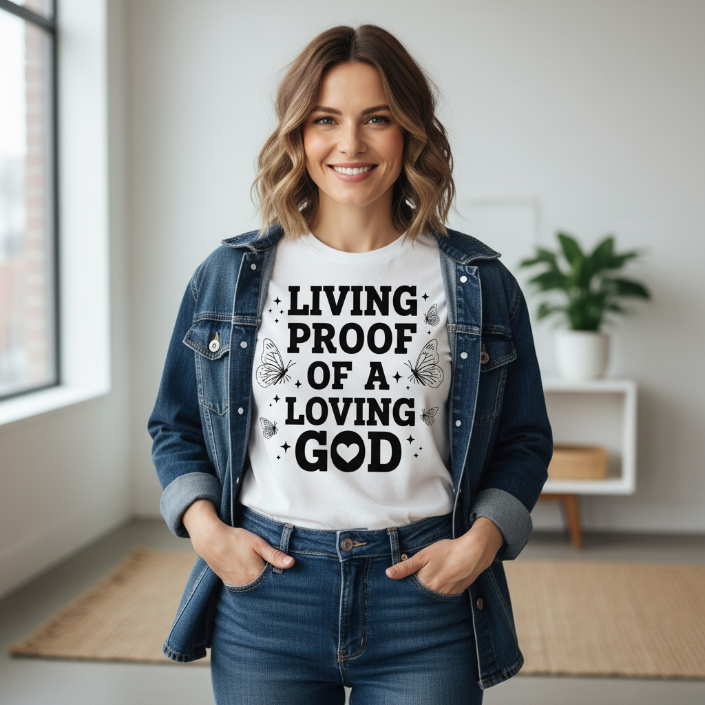 Living proof of a loving God Premium Crewneck T-shirt
