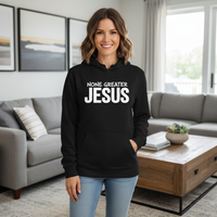 Load image into Gallery viewer, None greater Jesus Unisex Pullover Hoodie
