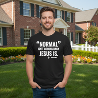 Load image into Gallery viewer, Normal isn&#39;t coming back Jesus is Premium Unisex Crewneck T-shirt
