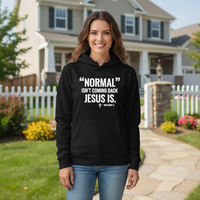 Load image into Gallery viewer, Normal isn&#39;t coming back Jesus is Pullover Hoodie
