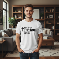 Load image into Gallery viewer, Not by my strength but his Premium Unisex Crewneck T-shirt
