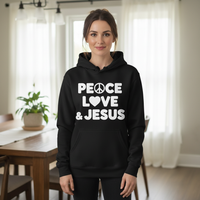 Load image into Gallery viewer, Peace love and Jesus Unisex Pullover Hoodie
