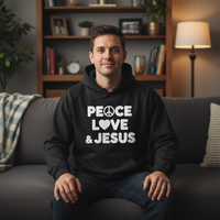 Load image into Gallery viewer, Peace love and Jesus Unisex Pullover Hoodie
