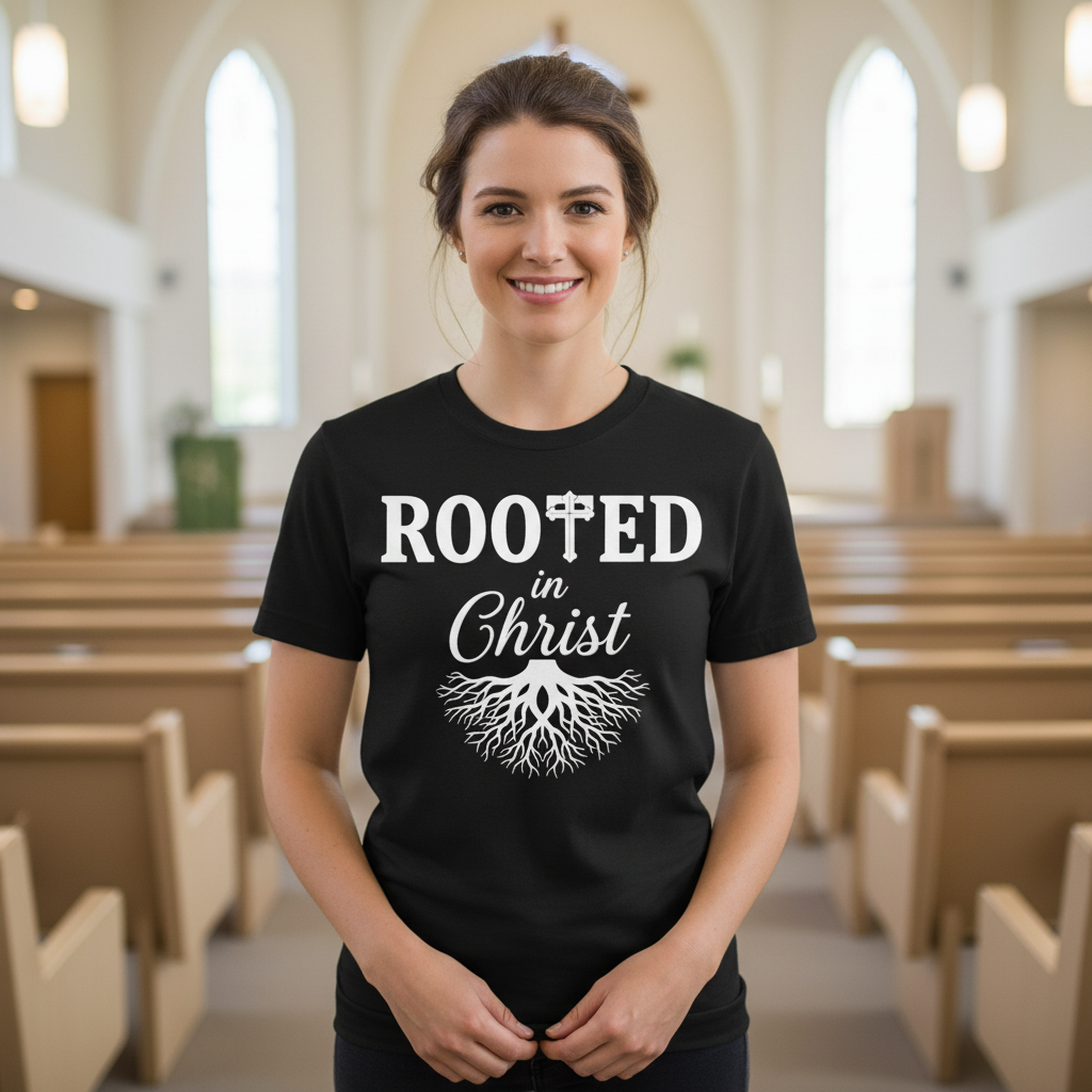 Rooted in Christ Premium Unisex Crewneck T-shirt | Bella + Canvas 3001