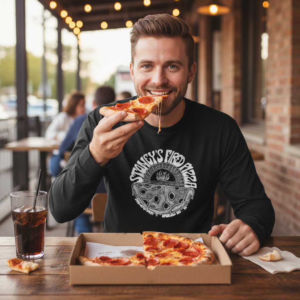 Stoney's Fired Pizza Unisex Long Sleeve T-Shirt – Premium American Apparel