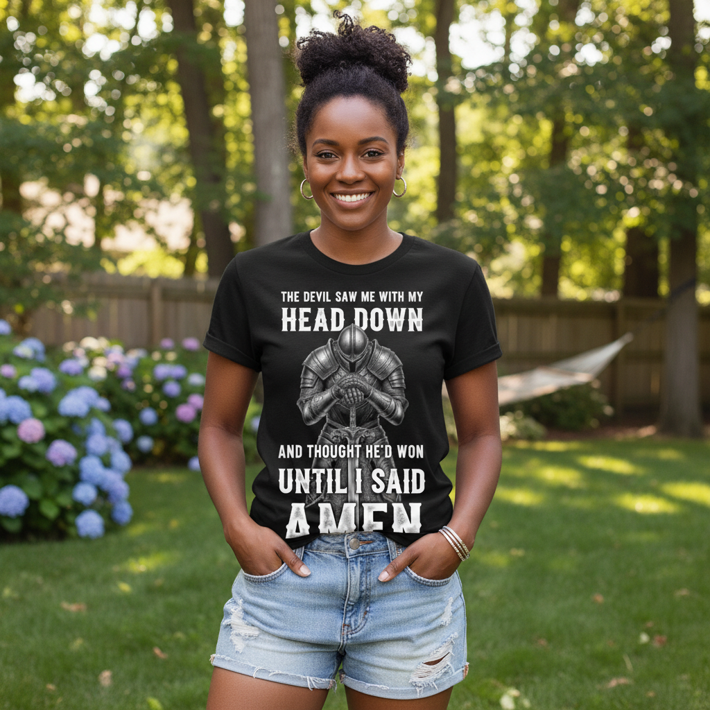 The devil saw me with my head down Premium Crewneck T-shirt
