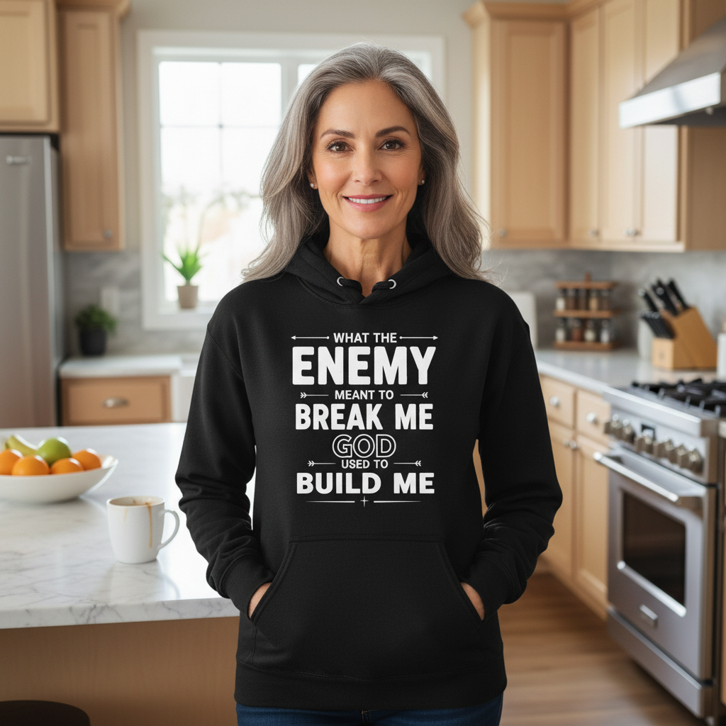 What the enemy meant to break me God used to build me Premium Pullover Hoodie