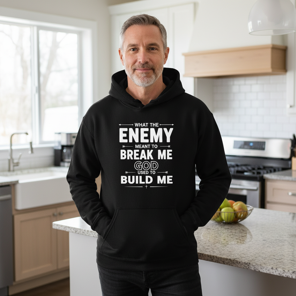What the enemy meant to break me God used to build me Premium Pullover Hoodie