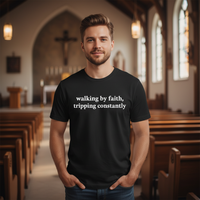 Load image into Gallery viewer, Walking by faith Premium Unisex Crewneck T-shirt | Bella + Canvas 3001
