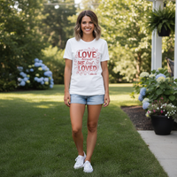 We love because he first loved Premium Crewneck T-shirt