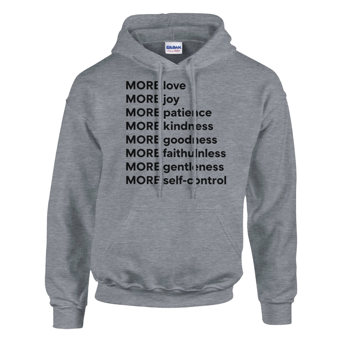 Gray hoodie with motivational text on a white background
