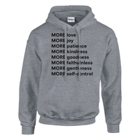 Gray hoodie with motivational text on a white background