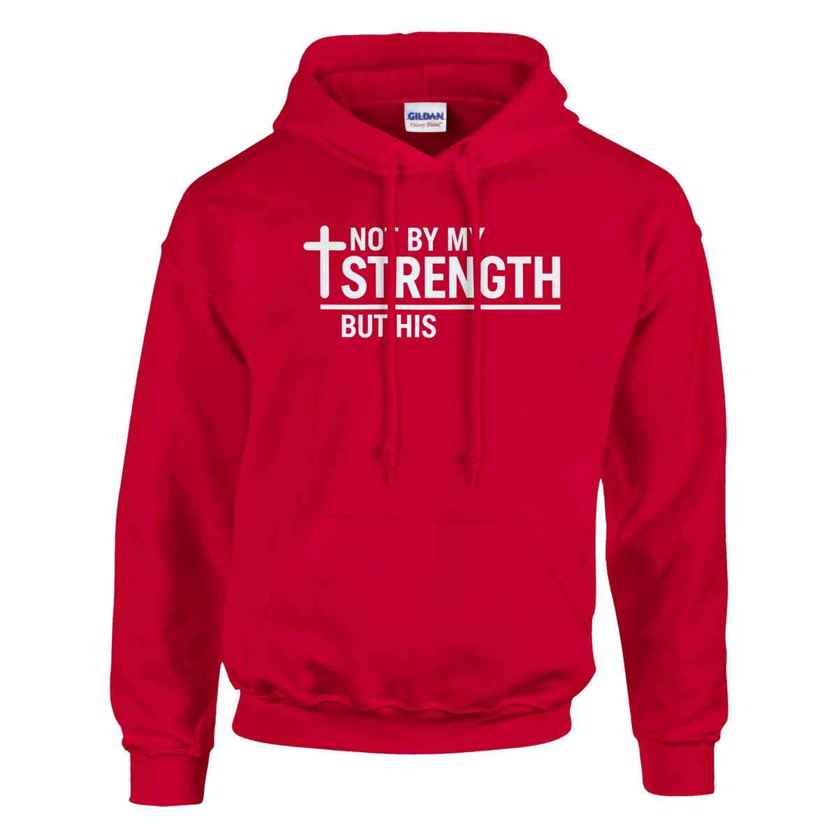 Red hoodie with motivational text on a white background