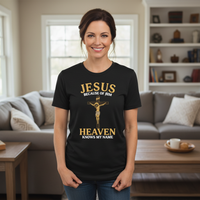 Load image into Gallery viewer, Jesus because of him heaven knows my name Premium Unisex Crewneck T-shirt
