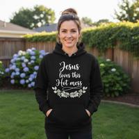 Load image into Gallery viewer, Jesus love this hot mess Unisex Pullover Hoodie
