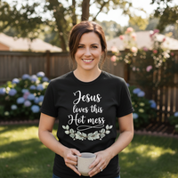 Load image into Gallery viewer, Jesus loves this hot mess Premium Unisex Crewneck T-shirt

