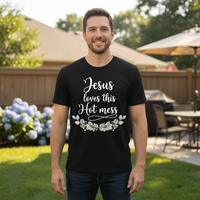 Load image into Gallery viewer, Jesus loves this hot mess Premium Unisex Crewneck T-shirt
