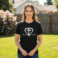 Load image into Gallery viewer, Heart with cross Premium Crewneck T-shirt
