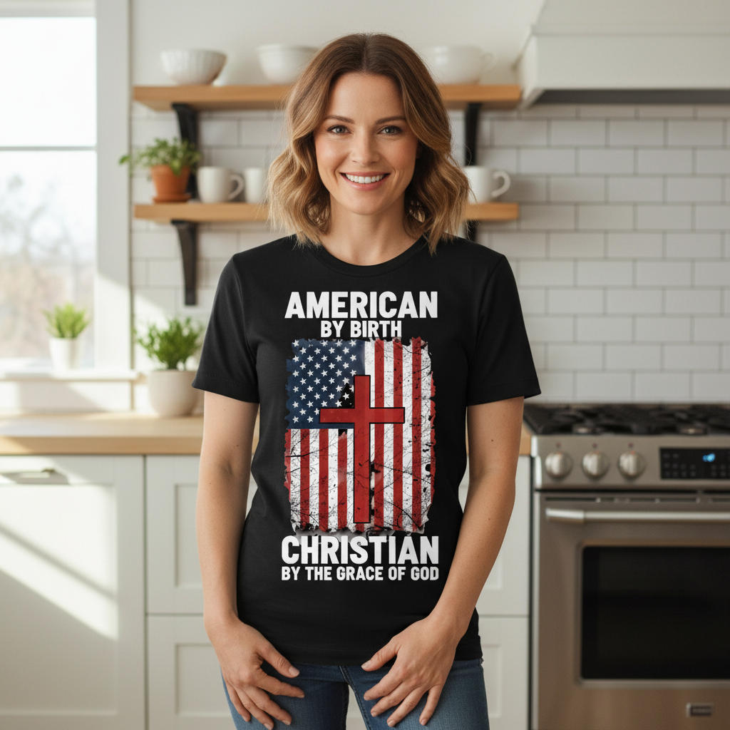 American by birth Christian by the grace of God Premium Crewneck T-shirt