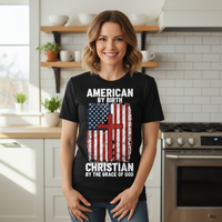 Load image into Gallery viewer, American by birth Christian by the grace of God Premium Crewneck T-shirt
