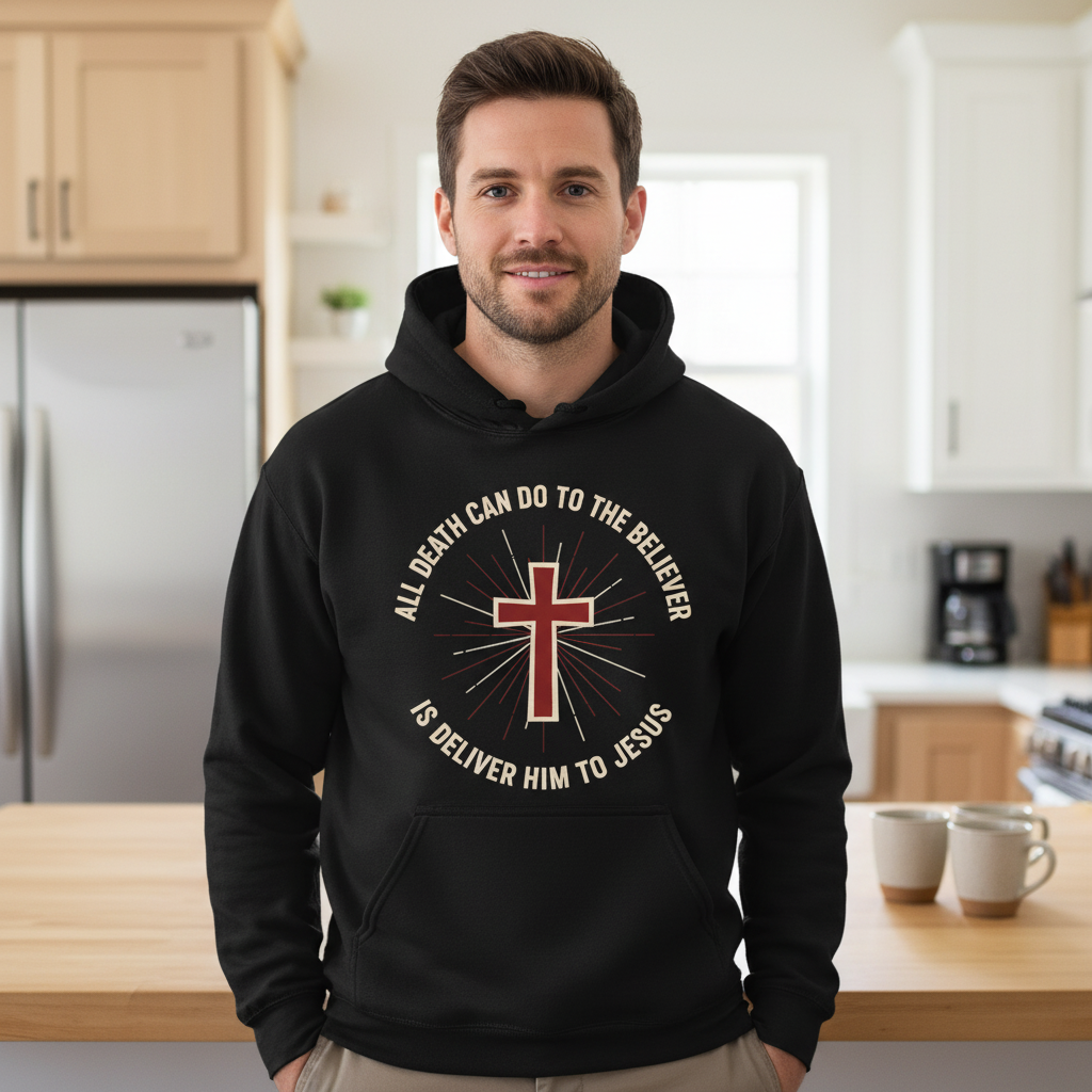 All death can do to the believed is deliver him to Jesus Premium Pullover Hoodie