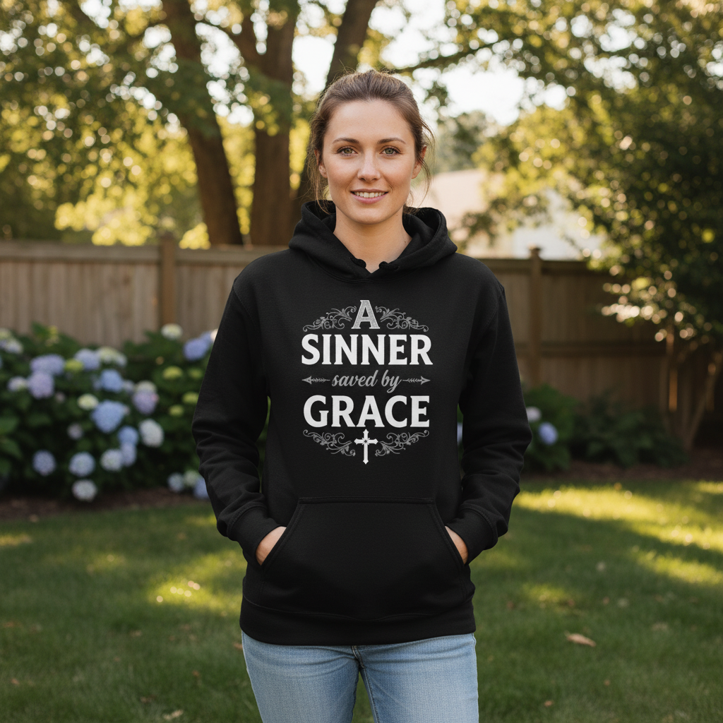 A sinner saved by grace Premium Pullover Hoodie