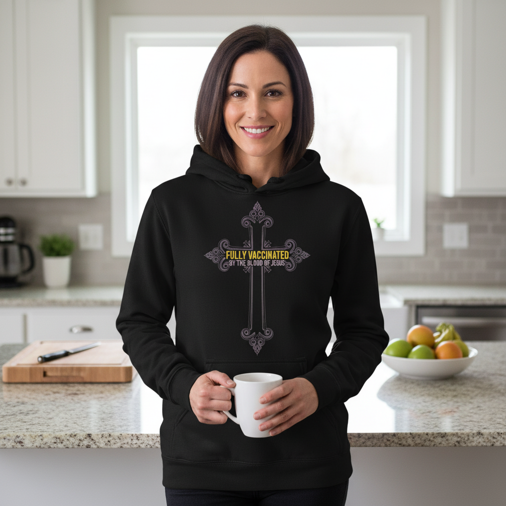 Fully vaccinated by the blood of Jesus Premium Pullover Hoodie