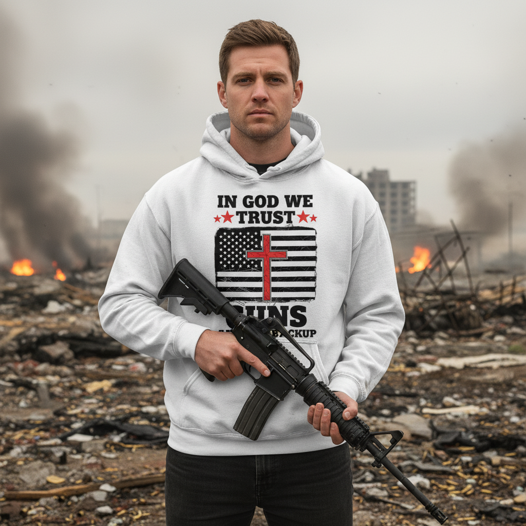 In God we trust Guns are just backup Premium Pullover Hoodie