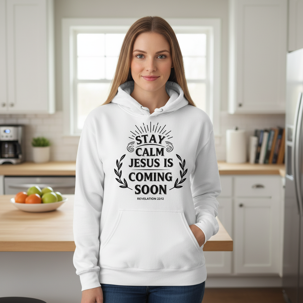 Stay calm Jesus is coming soon Premium Pullover Hoodie