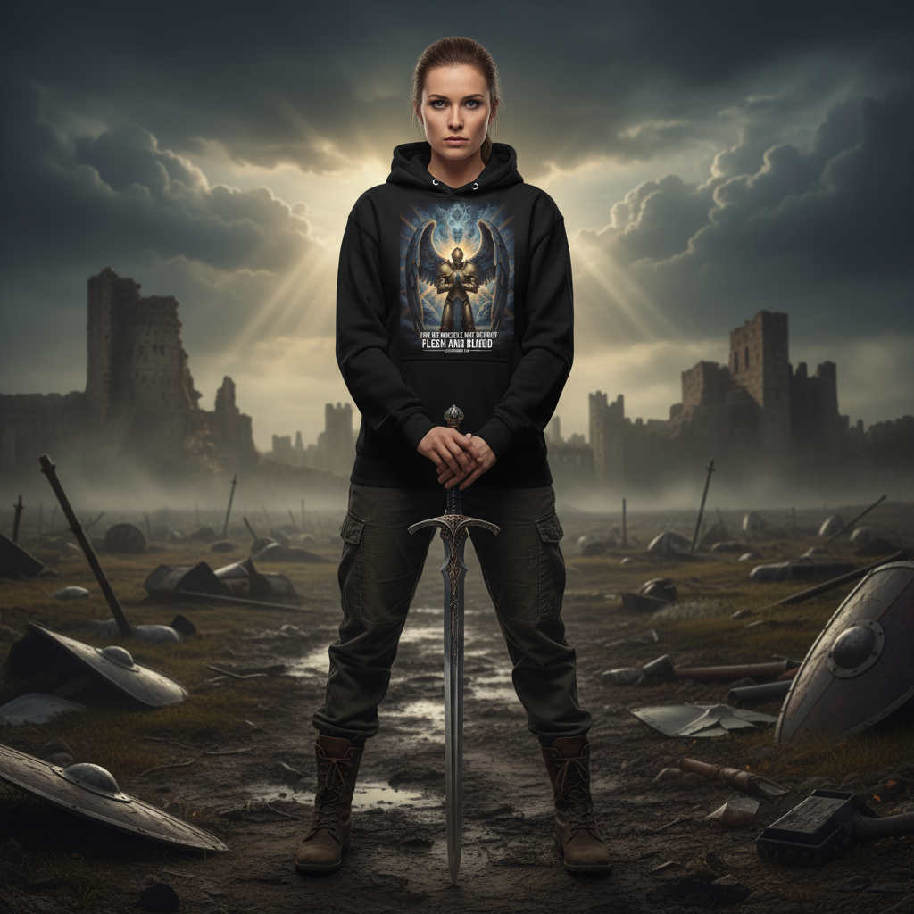 For we wrestle against flesh and blood (1) Premium Pullover Hoodie