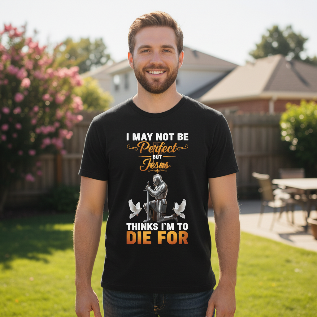I may not be perfect but Jesus thinks I'm to die for Premium Unisex Crewneck T-shirt