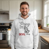 A pray a day keeps the devil away Premium Pullover Hoodie