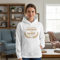 She is clothed in strength and dignity Premium Pullover Hoodie