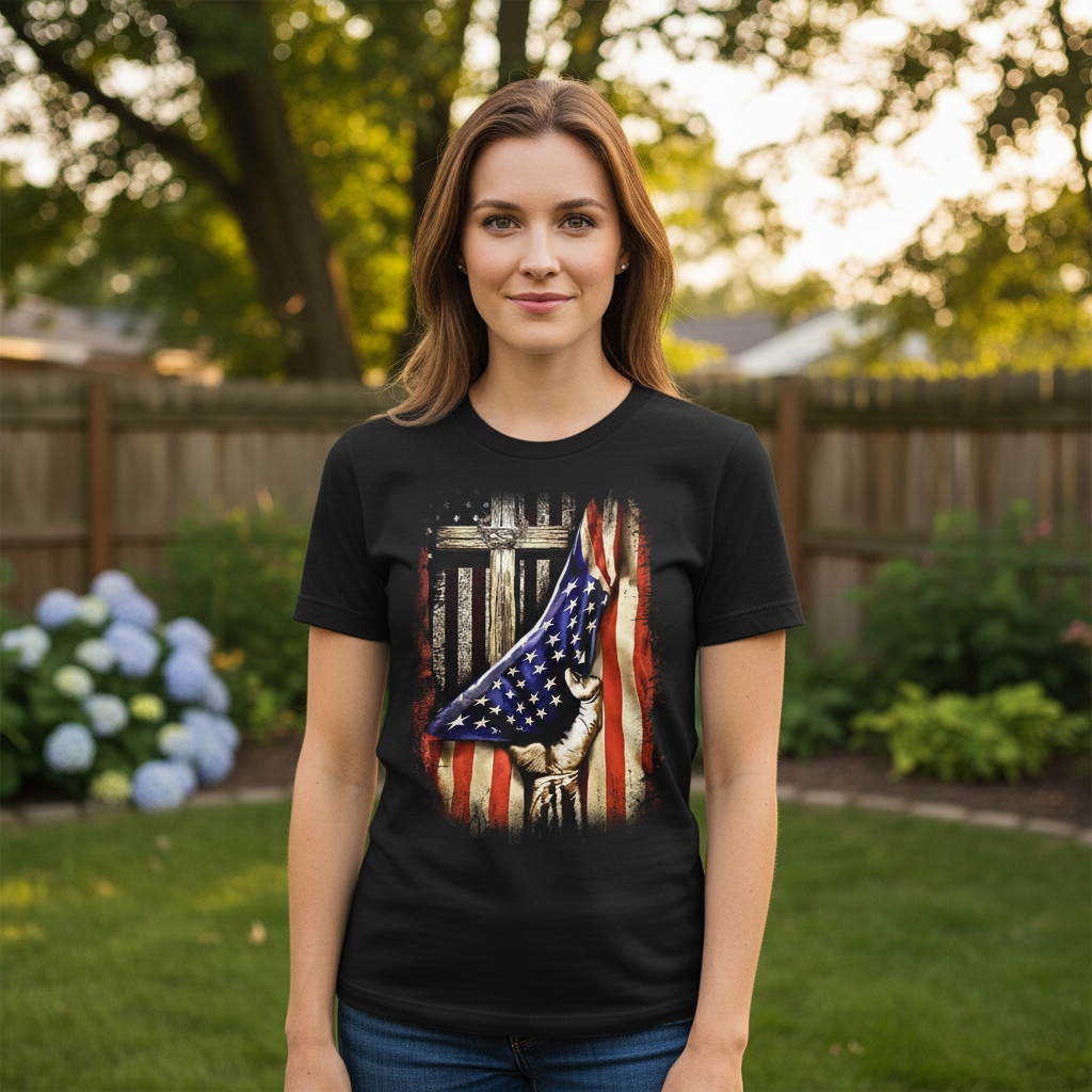 Flag and cross Premium Unisex Crewneck T-shirt