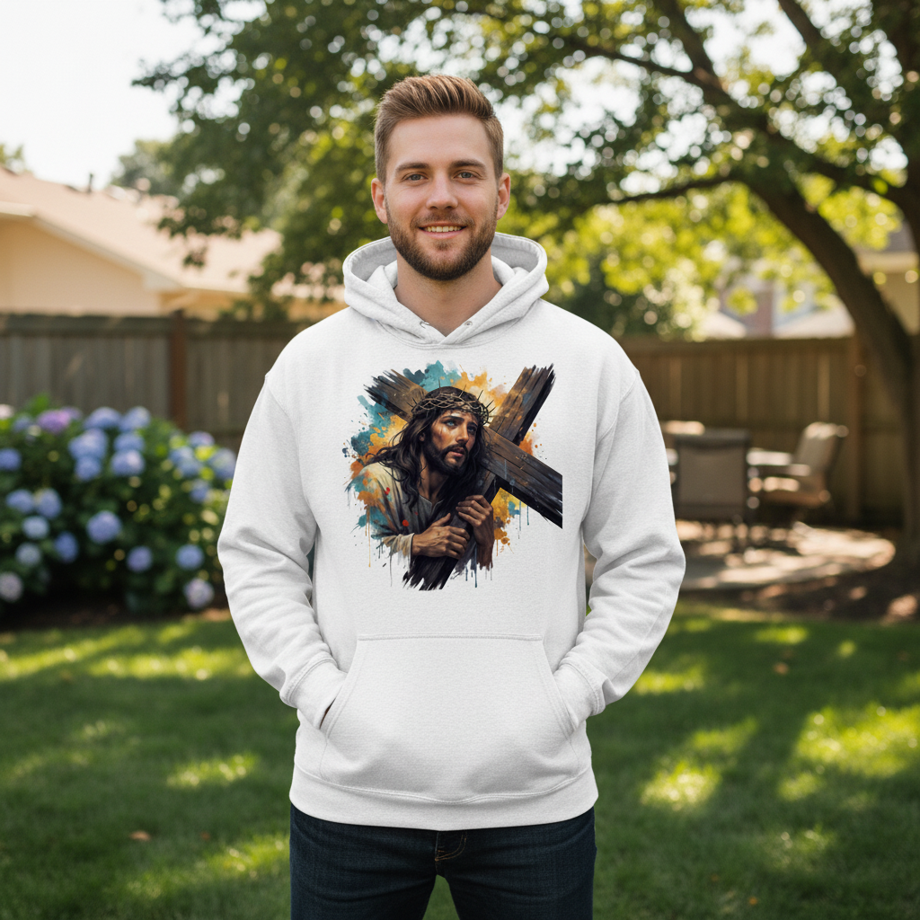 Jesus carrying cross Premium Pullover Hoodie