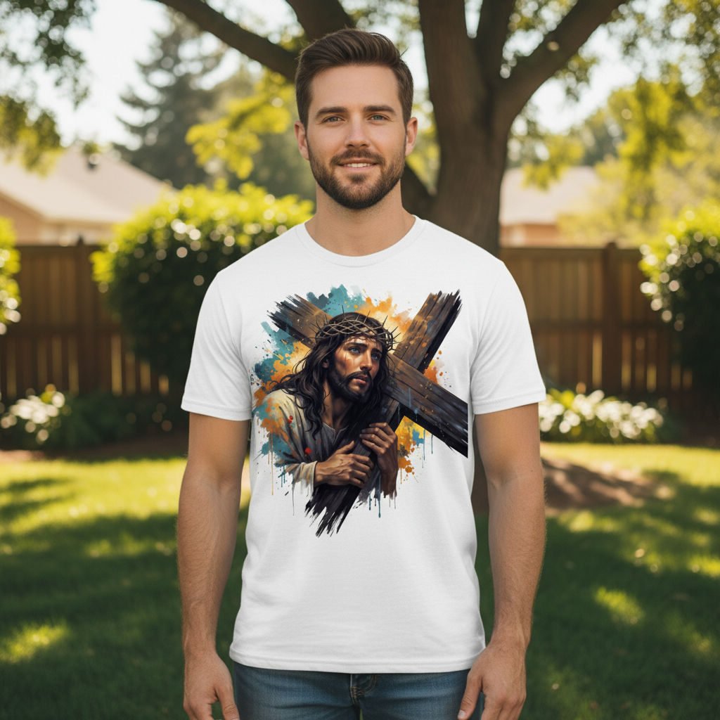 Jesus carrying cross Premium Unisex Crewneck T-shirt